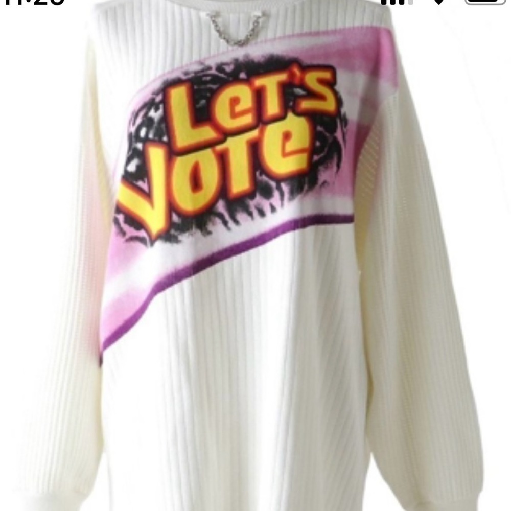 Louis Vuitton from the Spring Runway 2021 Limited Edition “Let’s Vote” sweater.